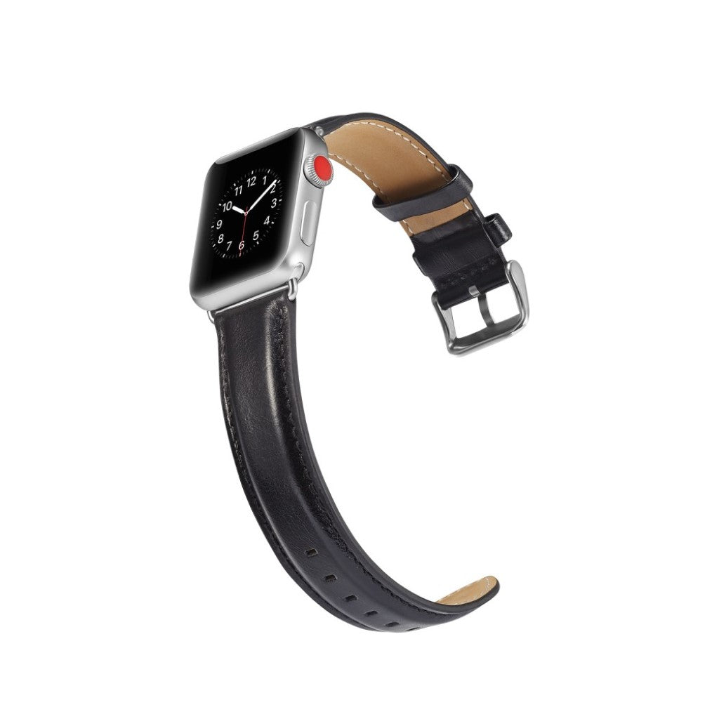 Super smuk Apple Watch Series 4 44mm Ægte læder Rem - Sort#serie_5