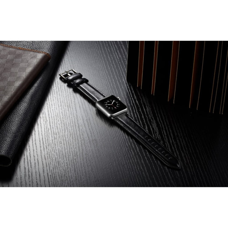 Super smuk Apple Watch Series 4 44mm Ægte læder Rem - Sort#serie_5