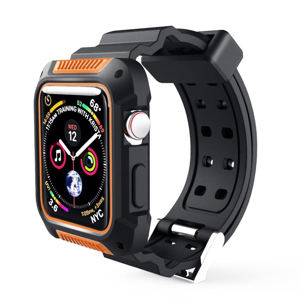 Super slidstærk Apple Watch Series 4 44mm Silikone Rem - Orange#serie_2