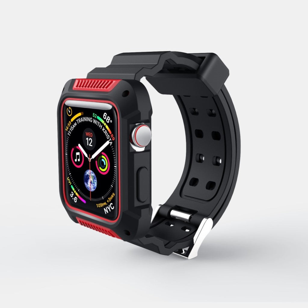Super slidstærk Apple Watch Series 4 44mm Silikone Rem - Rød#serie_3