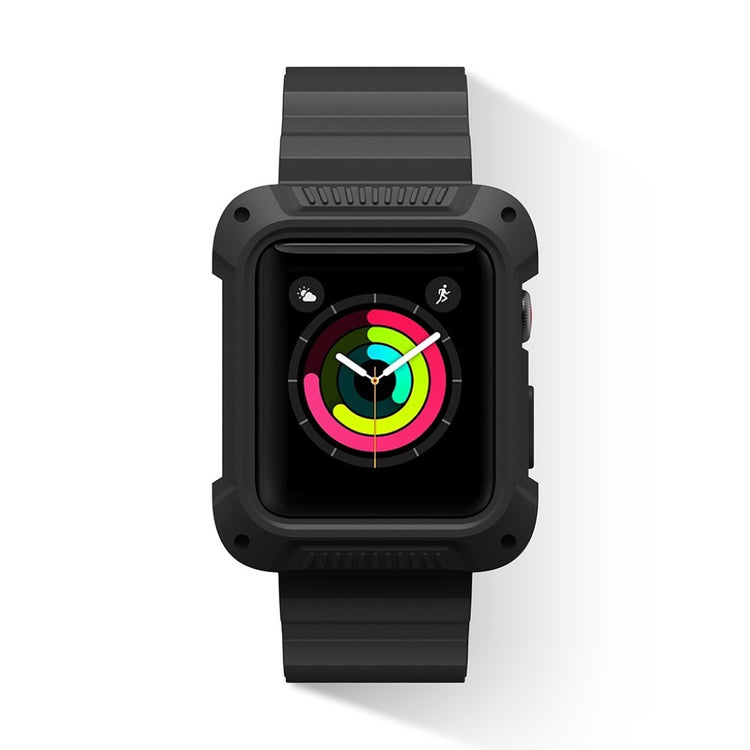 Super slidstærk Apple Watch Series 4 44mm Silikone Rem - Sort#serie_4