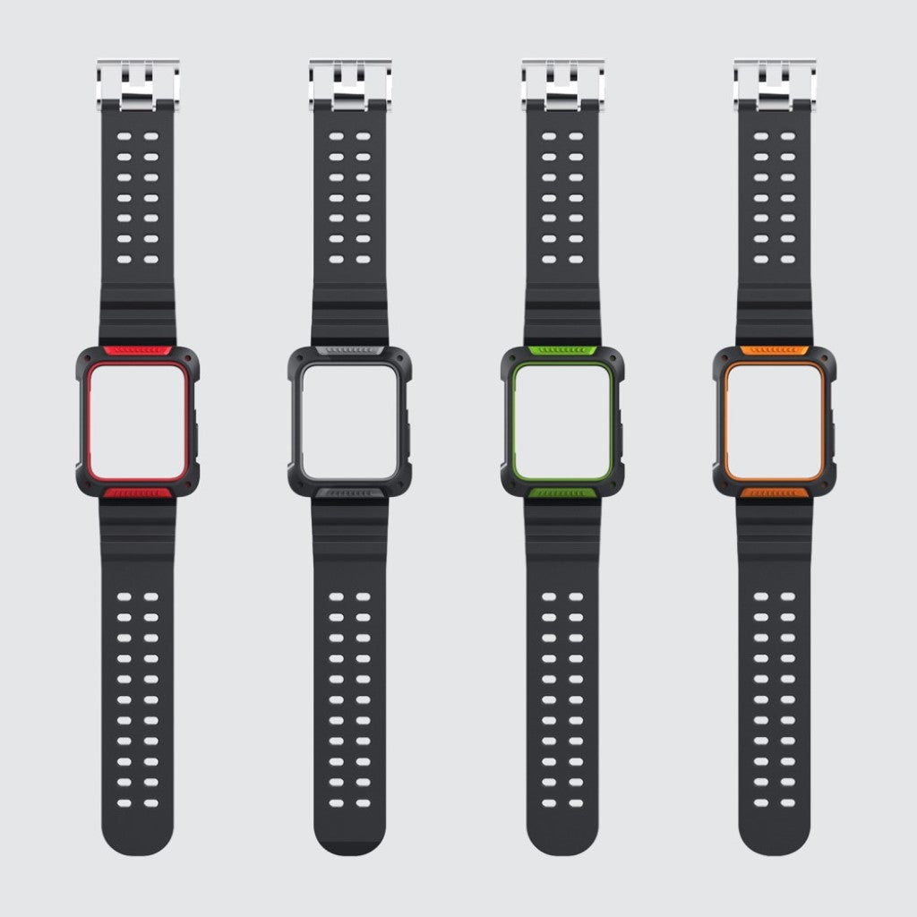 Super slidstærk Apple Watch Series 4 44mm Silikone Rem - Sort#serie_4