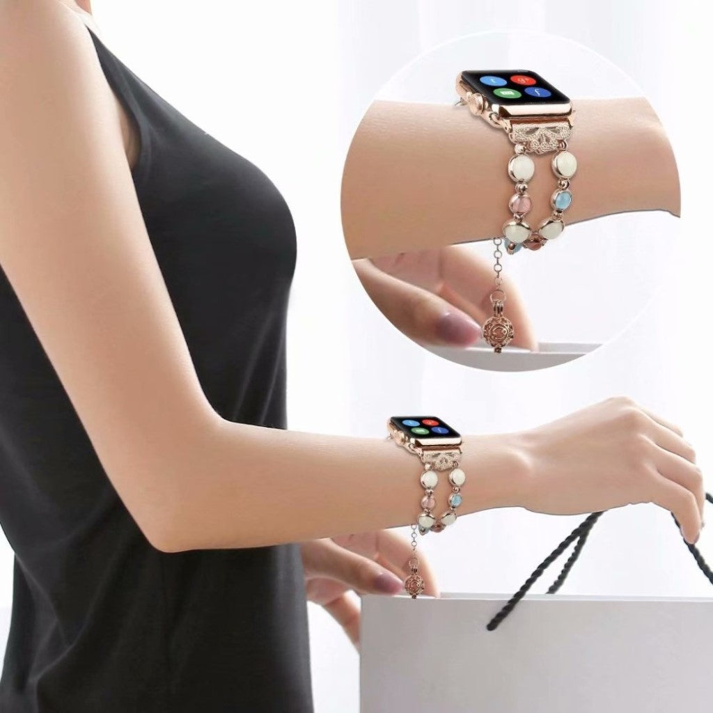 Alle tiders Apple Watch Series 4 44mm Metal og Rhinsten Rem - Pink#serie_3