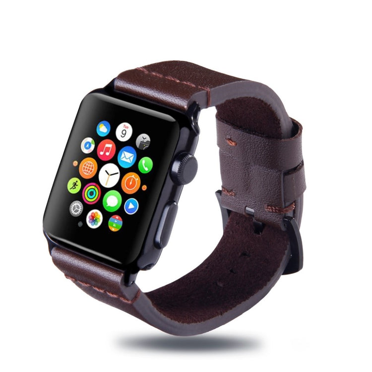 Meget komfortabel Apple Watch Series 4 44mm Ægte læder Rem - Brun#serie_3
