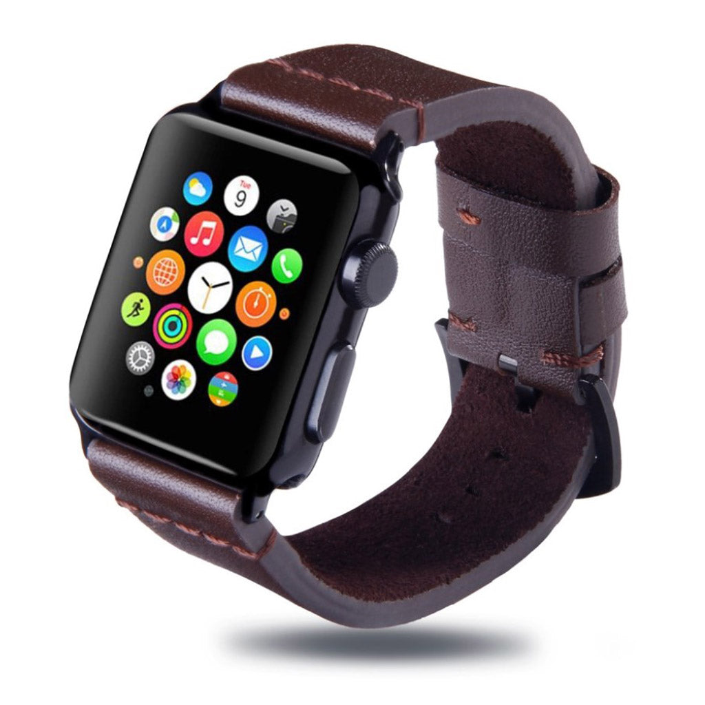Meget komfortabel Apple Watch Series 4 44mm Ægte læder Rem - Brun#serie_3