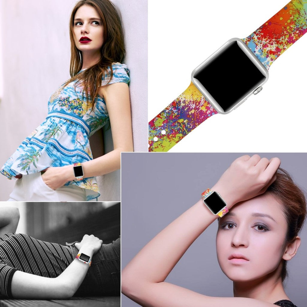 Fed Apple Watch Series 4 44mm Silikone Rem - Flerfarvet#serie_2