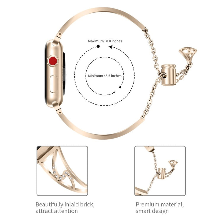 Meget pænt Apple Watch Series 4 44mm Metal og Rhinsten Rem - Guld#serie_1