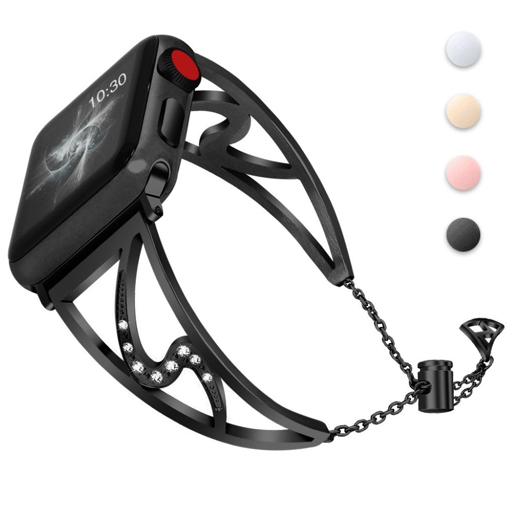 Meget pænt Apple Watch Series 4 44mm Metal og Rhinsten Rem - Sort#serie_2