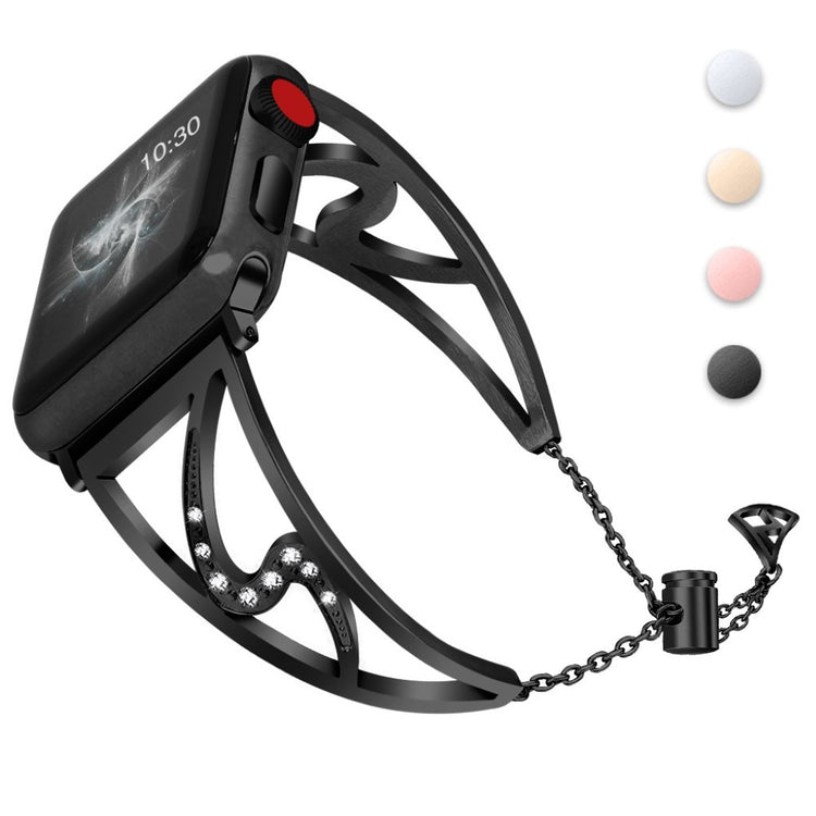 Meget pænt Apple Watch Series 4 44mm Metal og Rhinsten Rem - Sort#serie_2