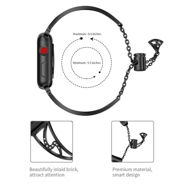 Meget pænt Apple Watch Series 4 44mm Metal og Rhinsten Rem - Sort#serie_2