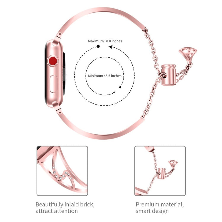 Meget pænt Apple Watch Series 4 44mm Metal og Rhinsten Rem - Pink#serie_3