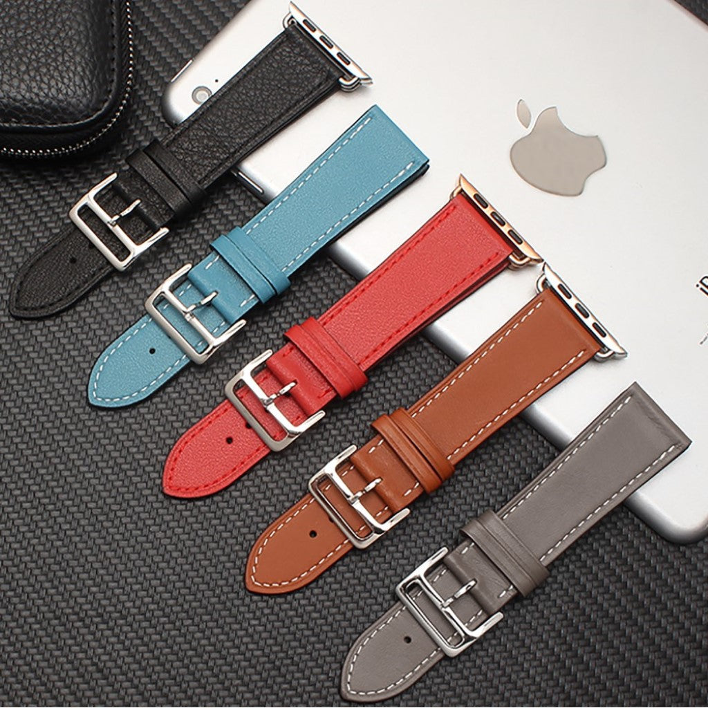 Superflot Apple Watch Series 4 44mm Ægte læder Rem - Sort#serie_1