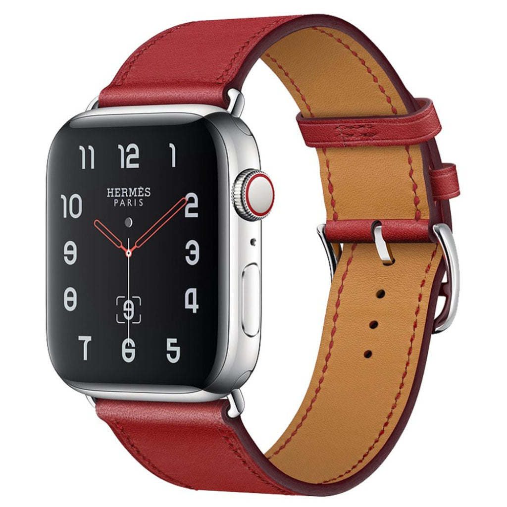 Superflot Apple Watch Series 4 44mm Ægte læder Rem - Rød#serie_3
