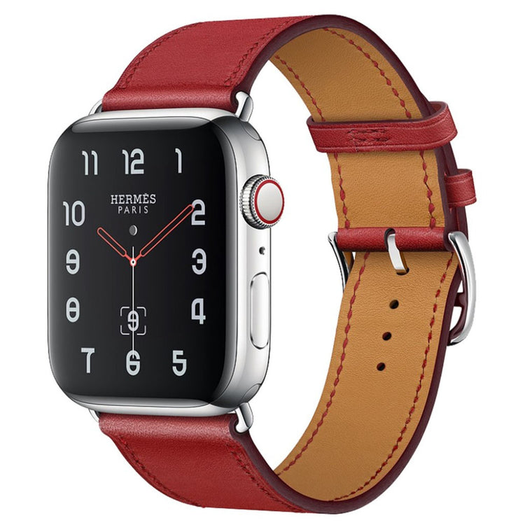 Superflot Apple Watch Series 4 44mm Ægte læder Rem - Rød#serie_3