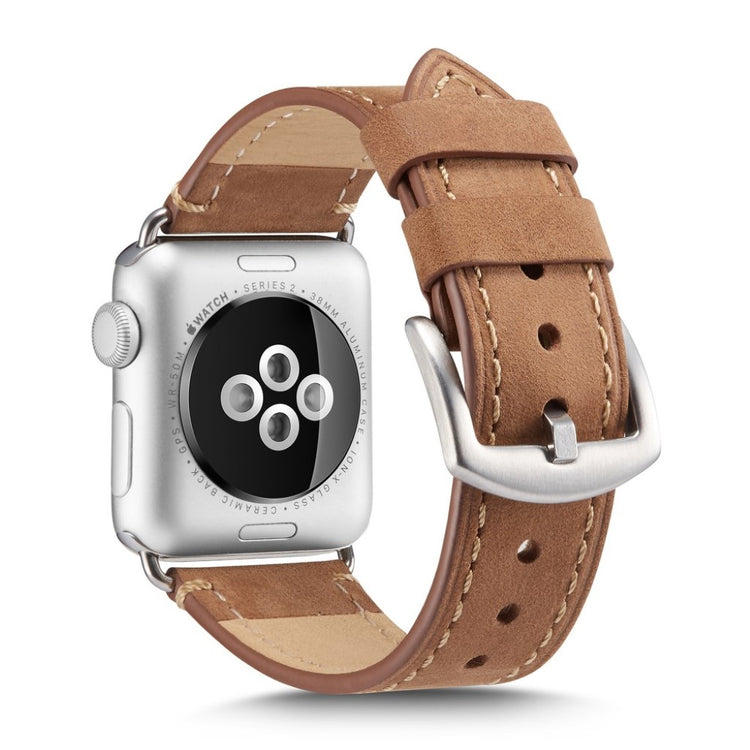 Rigtigt sejt Apple Watch Series 4 44mm Ægte læder Rem - Brun#serie_2
