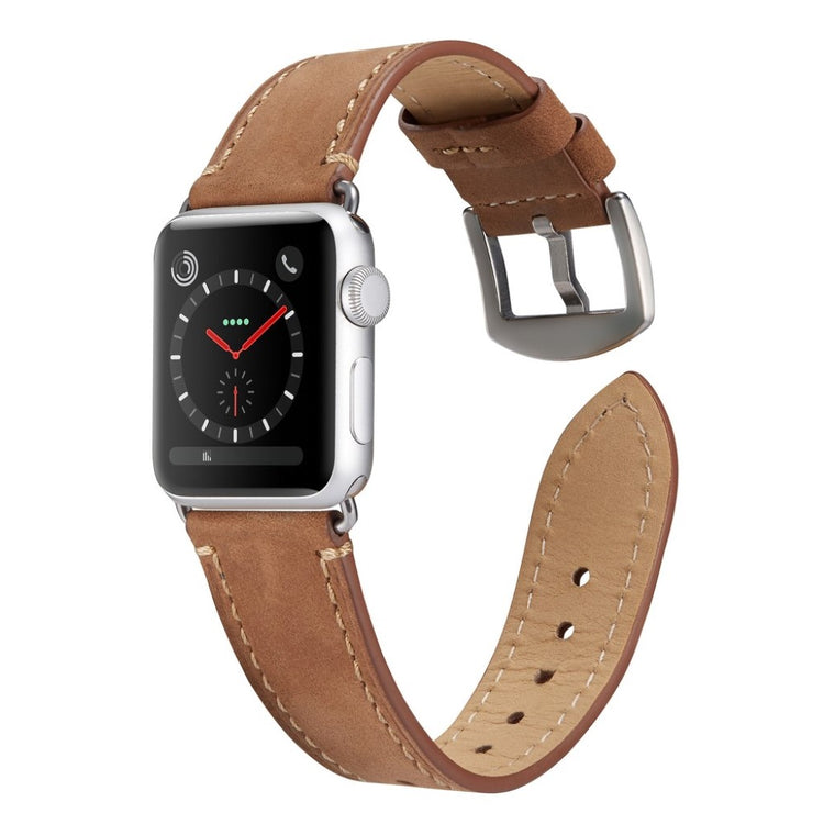 Rigtigt sejt Apple Watch Series 4 44mm Ægte læder Rem - Brun#serie_2