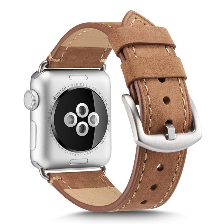 Rigtigt sejt Apple Watch Series 4 44mm Ægte læder Rem - Brun#serie_2