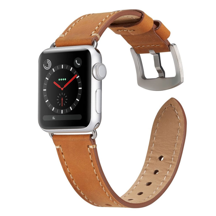 Rigtigt sejt Apple Watch Series 4 44mm Ægte læder Rem - Brun#serie_3