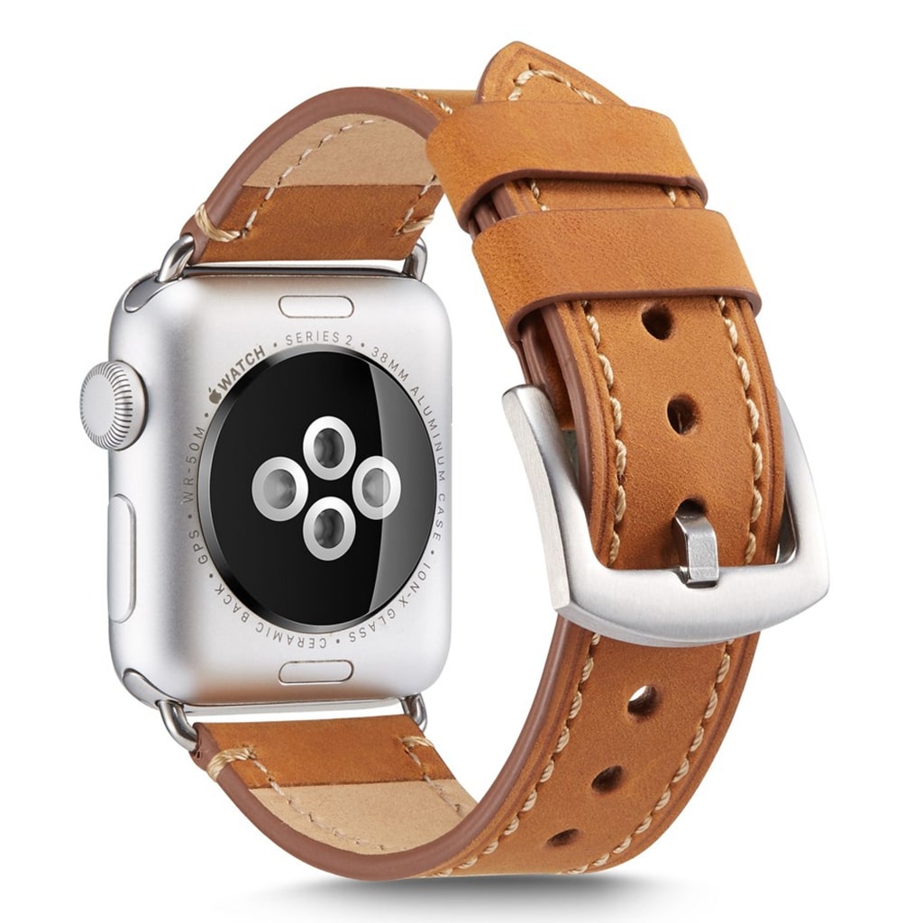 Rigtigt sejt Apple Watch Series 4 44mm Ægte læder Rem - Brun#serie_3