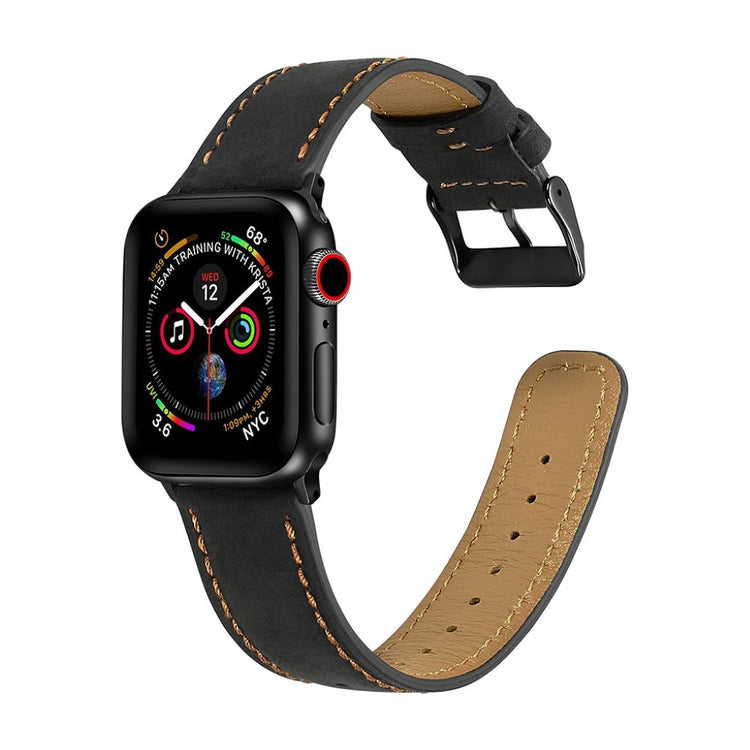 Vildt fantastisk Apple Watch Series 4 44mm Ægte læder Rem - Sort#serie_1