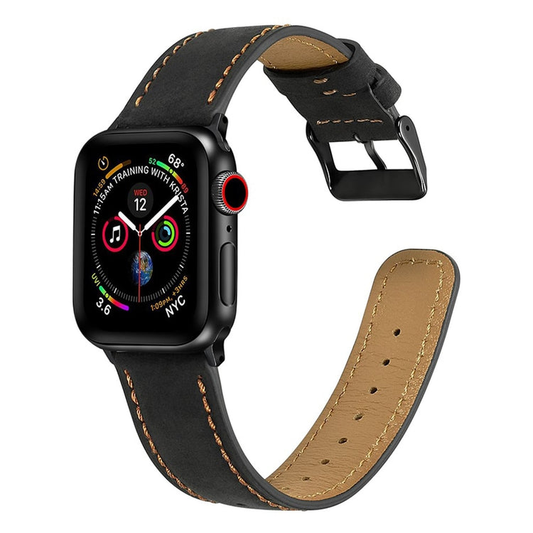 Vildt fantastisk Apple Watch Series 4 44mm Ægte læder Rem - Sort#serie_1