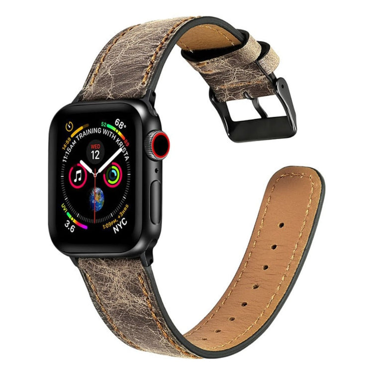 Vildt fantastisk Apple Watch Series 4 44mm Ægte læder Rem - Sølv#serie_2