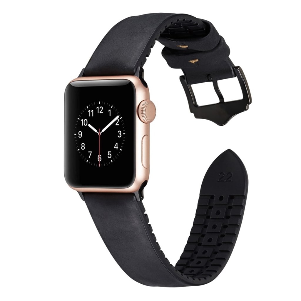 Rigtigt fantastisk Apple Watch Series 4 44mm Kunstlæder Rem - Sort#serie_1