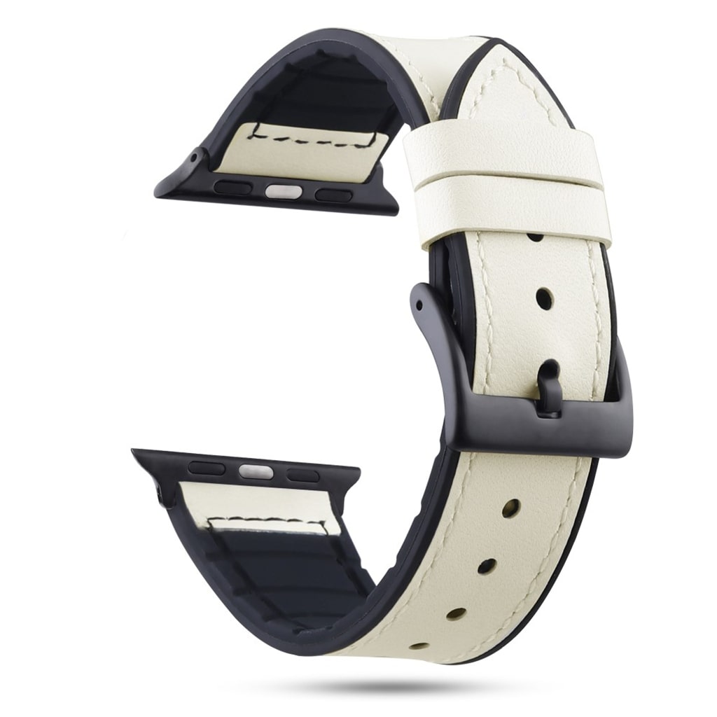 Helt vildt fed Apple Watch Series 4 44mm Ægte læder Rem - Hvid#serie_1