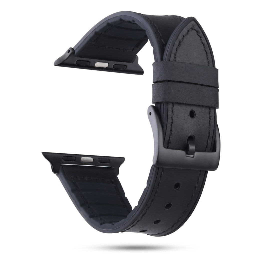 Helt vildt fed Apple Watch Series 4 44mm Ægte læder Rem - Sort#serie_4