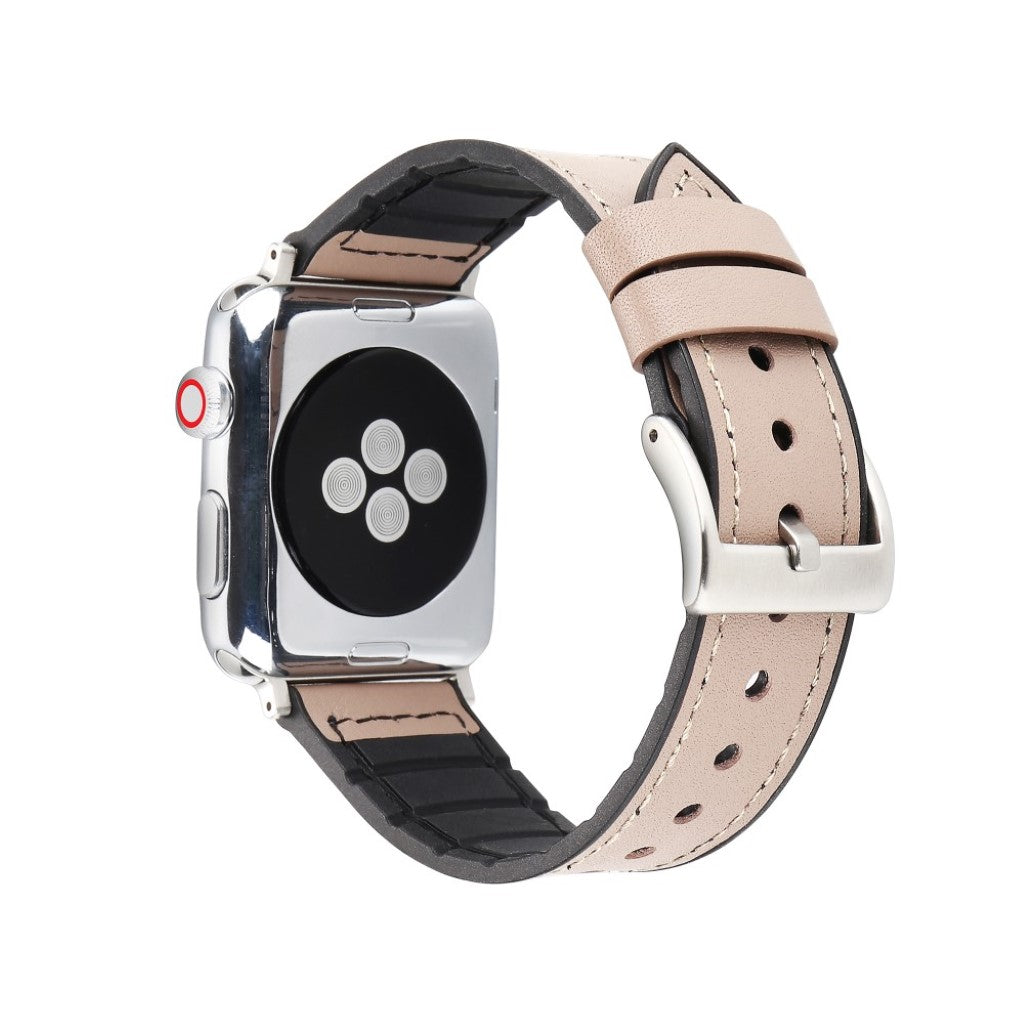 Fed Apple Watch Series 4 44mm Kunstlæder og Silikone Rem - Sølv#serie_2