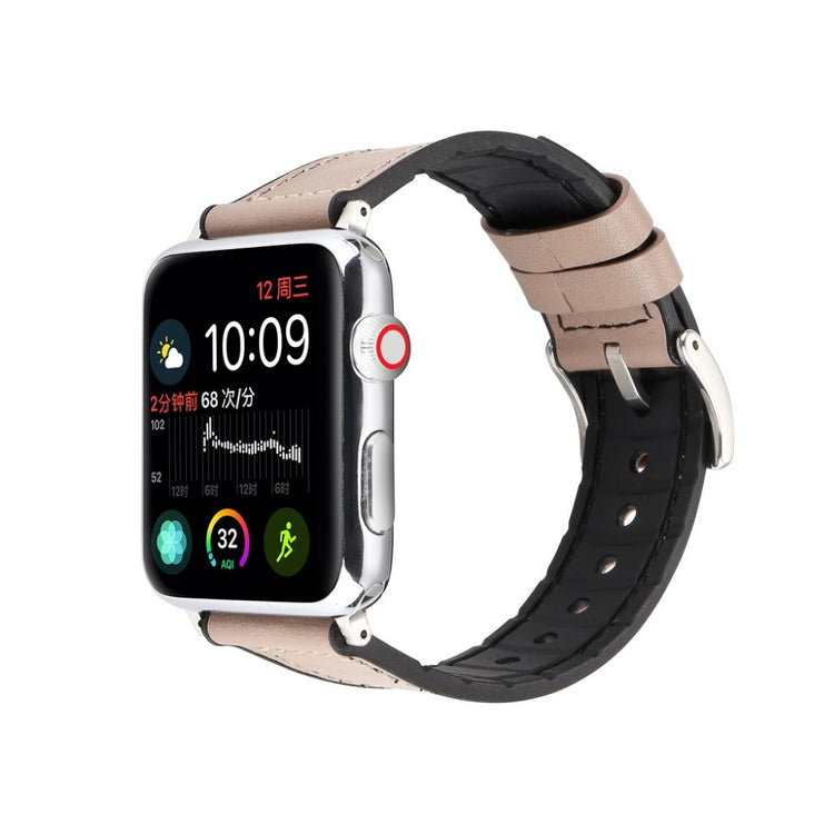 Fed Apple Watch Series 4 44mm Kunstlæder og Silikone Rem - Sølv#serie_2