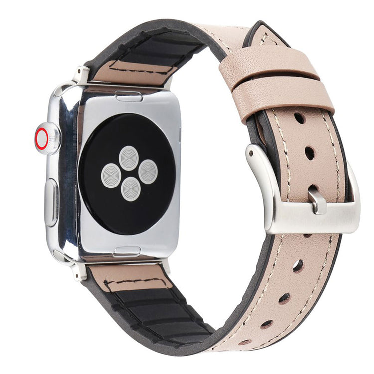Fed Apple Watch Series 4 44mm Kunstlæder og Silikone Rem - Sølv#serie_2