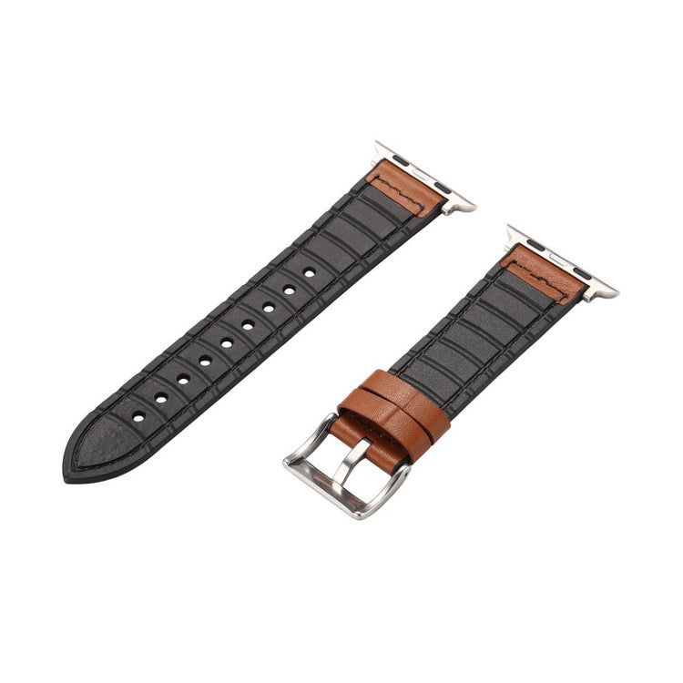 Fed Apple Watch Series 4 44mm Kunstlæder og Silikone Rem - Brun#serie_3