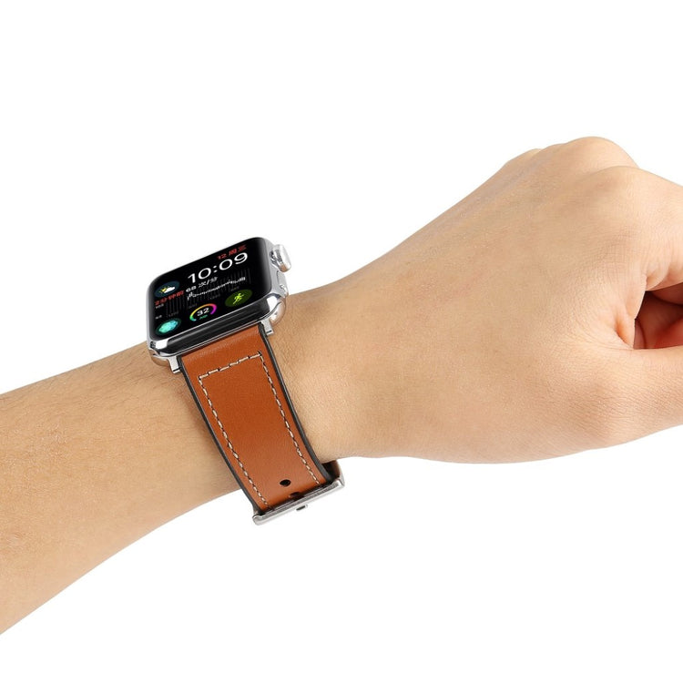 Fed Apple Watch Series 4 44mm Kunstlæder og Silikone Rem - Brun#serie_3