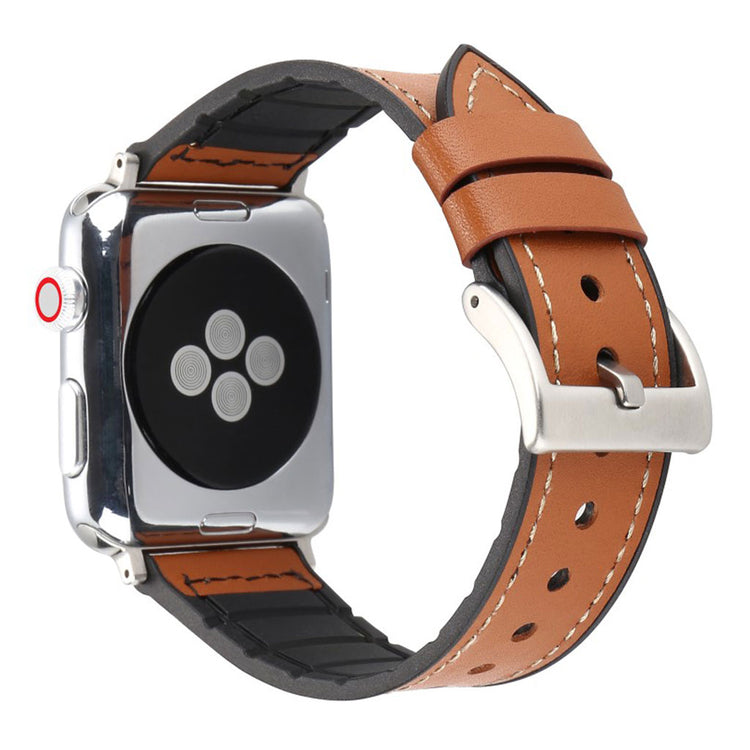 Fed Apple Watch Series 4 44mm Kunstlæder og Silikone Rem - Brun#serie_3