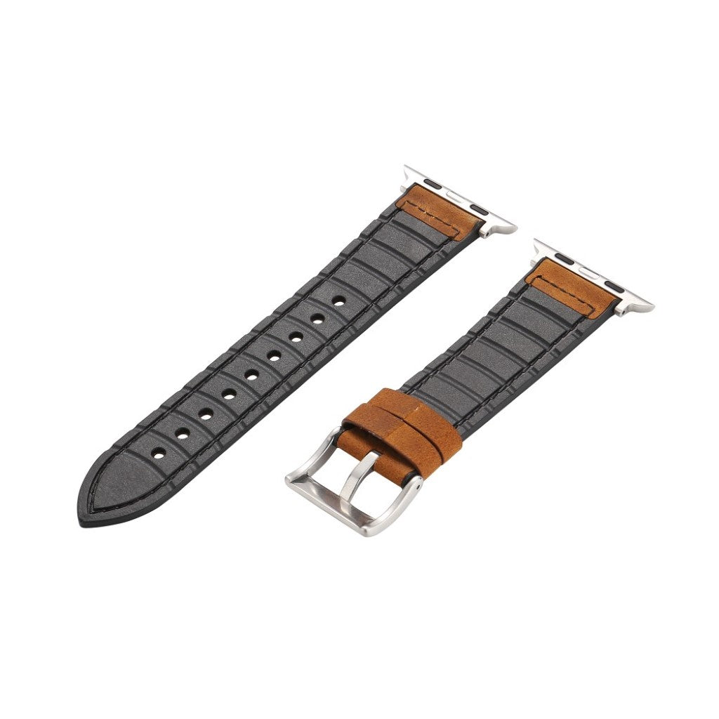 Fed Apple Watch Series 4 44mm Kunstlæder og Silikone Rem - Brun#serie_4