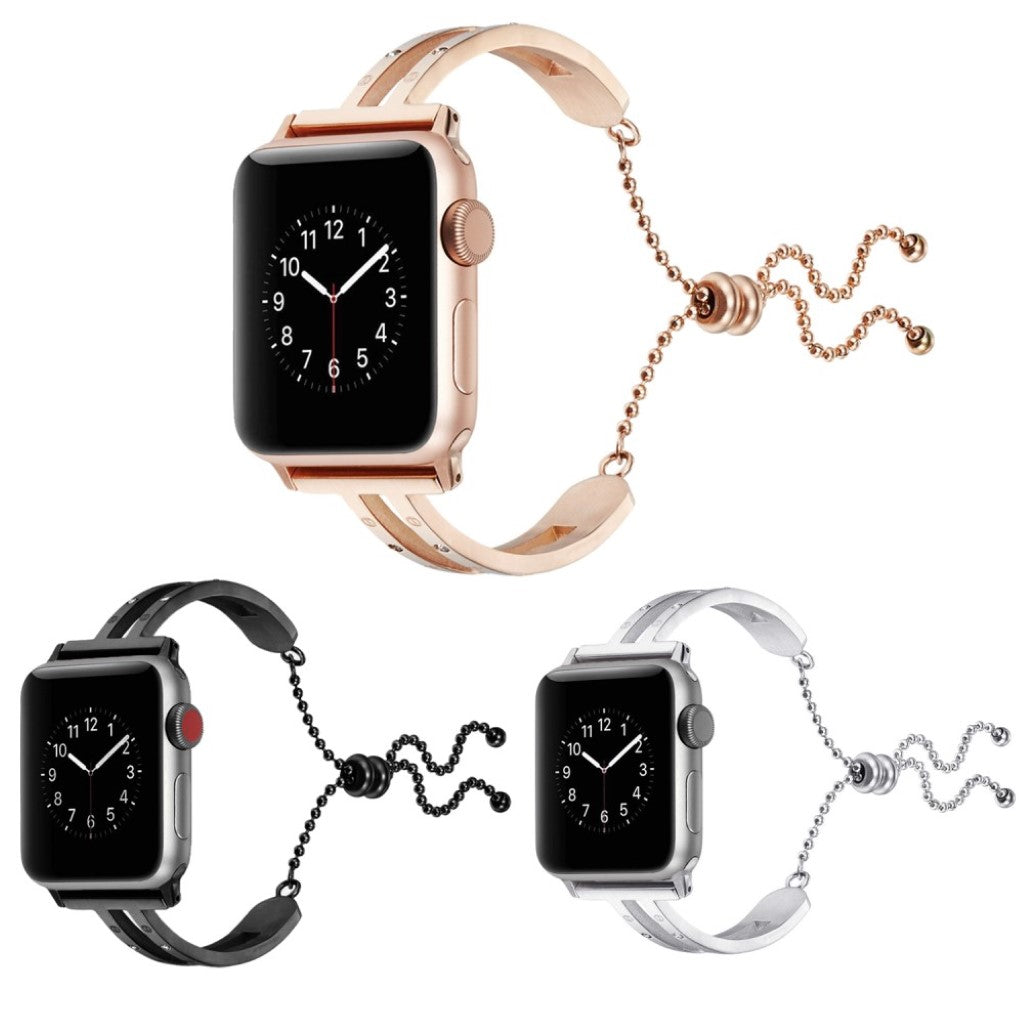 Super fint Apple Watch Series 4 44mm Metal og Rhinsten Rem - Sort#serie_1