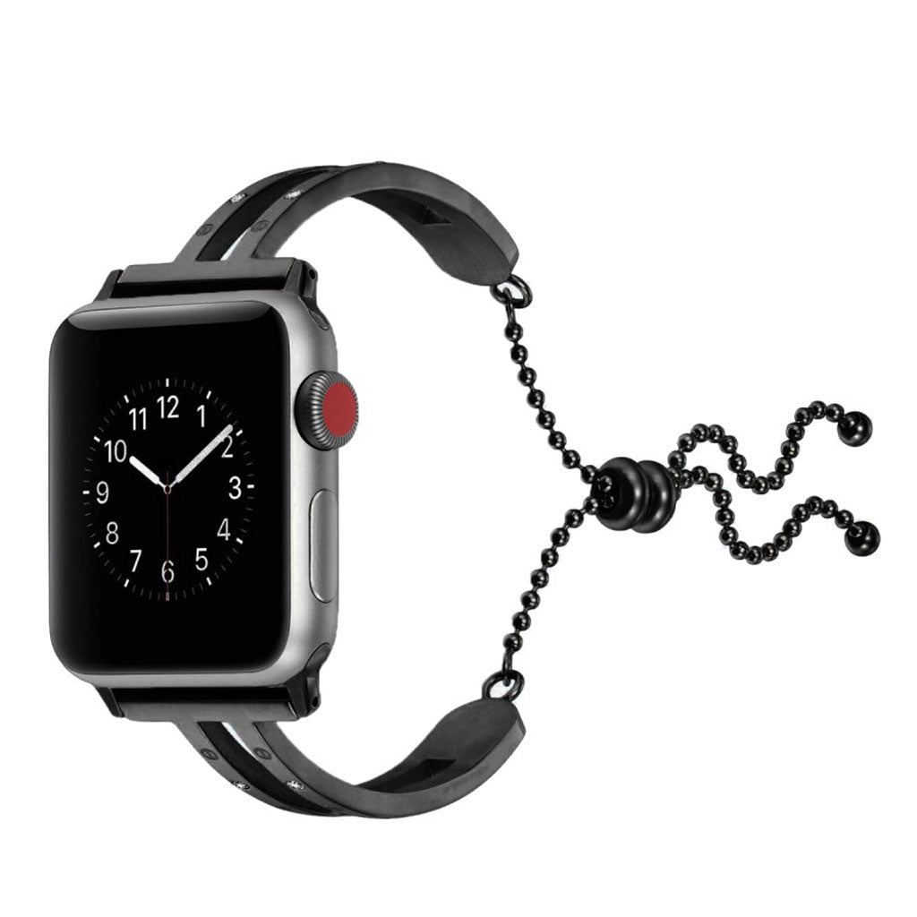 Super fint Apple Watch Series 4 44mm Metal og Rhinsten Rem - Sort#serie_1