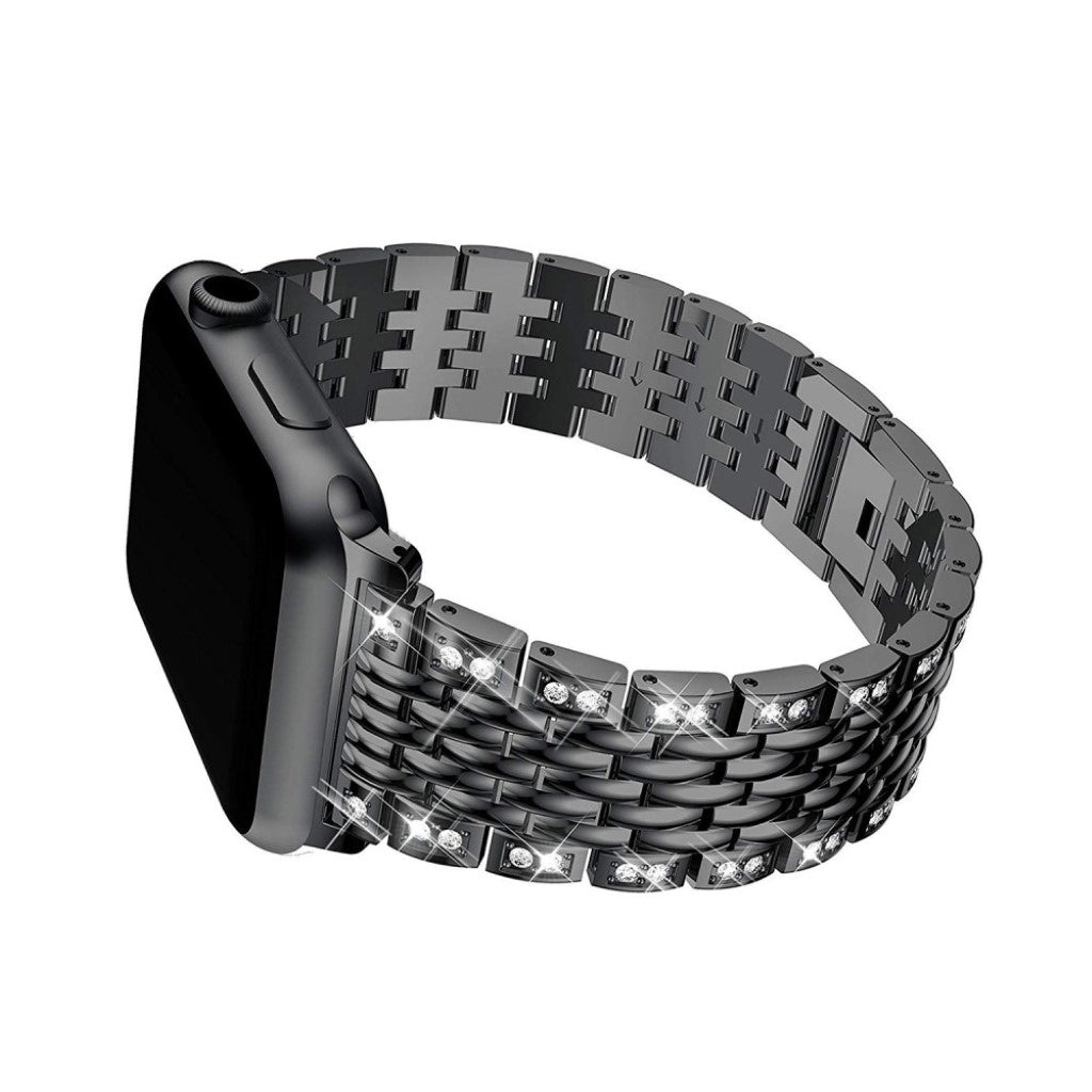 Meget cool Apple Watch Series 4 44mm Metal og Rhinsten Rem - Sort#serie_1