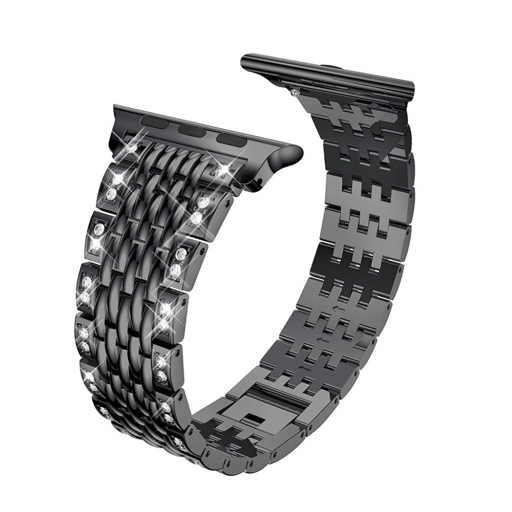 Meget cool Apple Watch Series 4 44mm Metal og Rhinsten Rem - Sort#serie_1