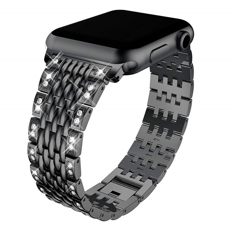 Meget cool Apple Watch Series 4 44mm Metal og Rhinsten Rem - Sort#serie_1