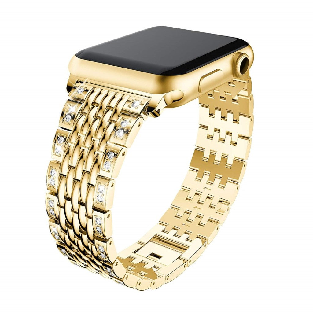Meget cool Apple Watch Series 4 44mm Metal og Rhinsten Rem - Guld#serie_4