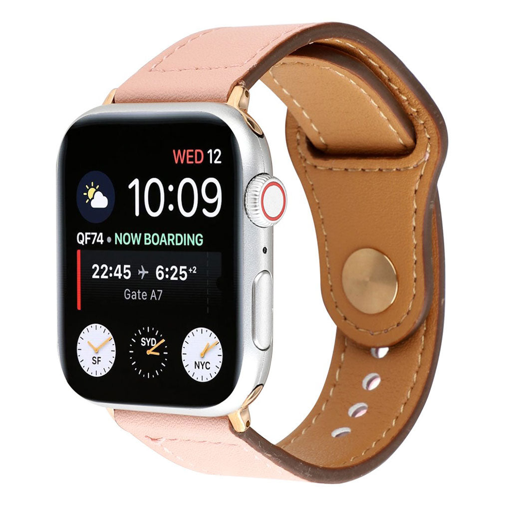 Udsøgt Apple Watch Series 4 44mm Ægte læder Rem - Pink#serie_1