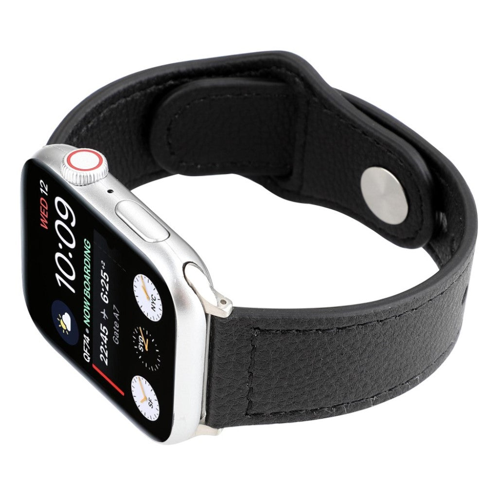 Udsøgt Apple Watch Series 4 44mm Ægte læder Rem - Sort#serie_2
