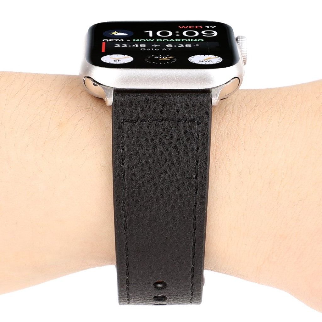 Udsøgt Apple Watch Series 4 44mm Ægte læder Rem - Sort#serie_2