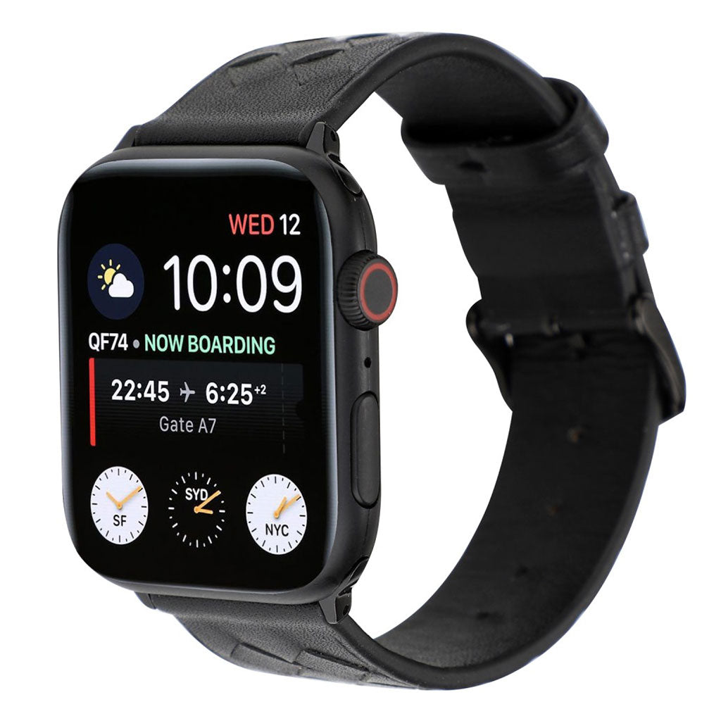 Vildt fantastisk Apple Watch Series 4 44mm Ægte læder Rem - Sort#serie_5