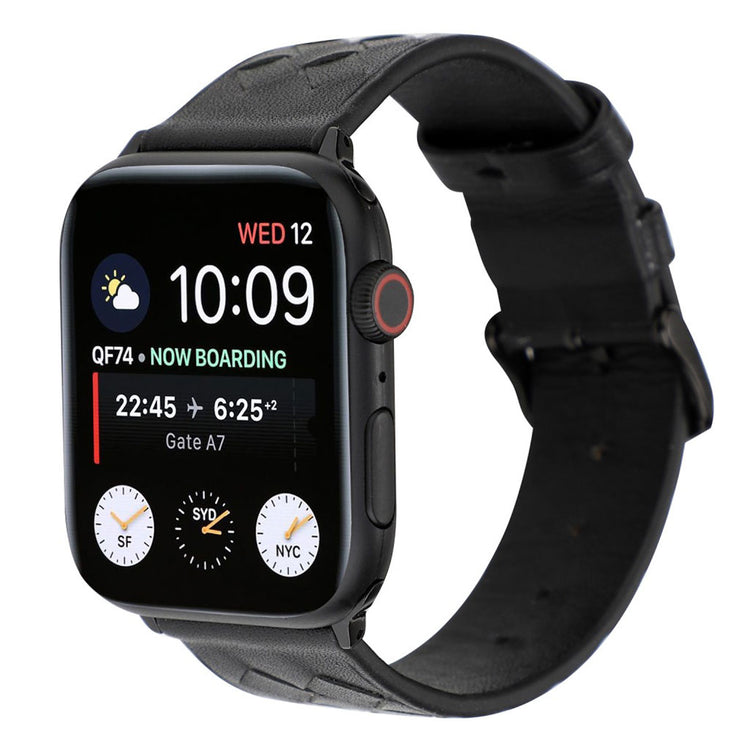 Vildt fantastisk Apple Watch Series 4 44mm Ægte læder Rem - Sort#serie_5
