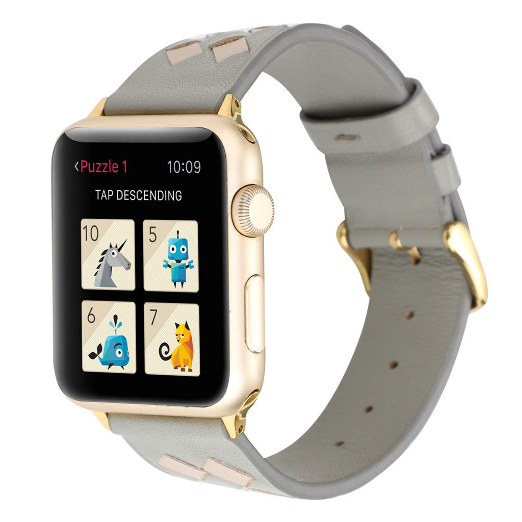 Vildt fantastisk Apple Watch Series 4 44mm Ægte læder Rem - Sølv#serie_7