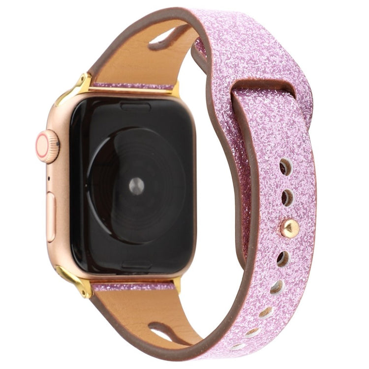 Rigtigt hårdfør Apple Watch Series 4 44mm Ægte læder Rem - Pink#serie_1