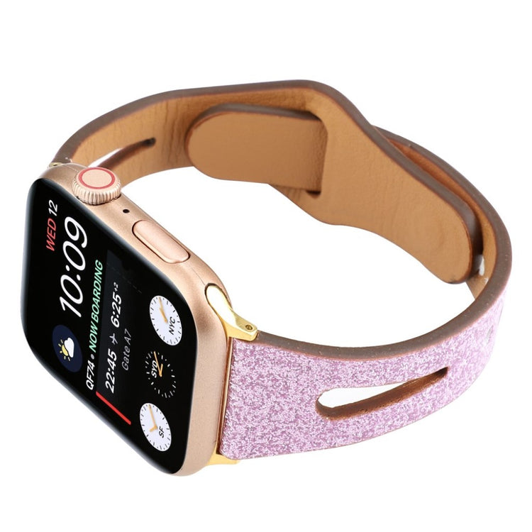 Rigtigt hårdfør Apple Watch Series 4 44mm Ægte læder Rem - Pink#serie_1